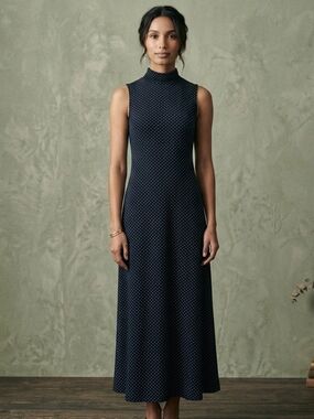 VTG Ronni Nicole 90s Mock Neck Polka Dot Maxi Dress 10